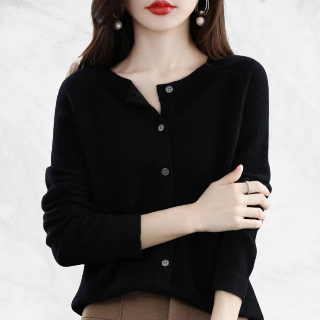 Sofia Pure Wool Round-Neck Cardigan