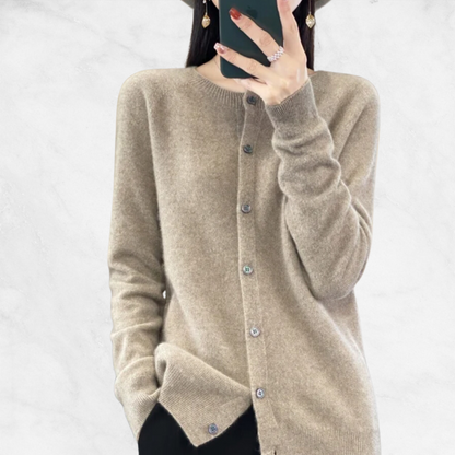 Sofia Pure Wool Round-Neck Cardigan