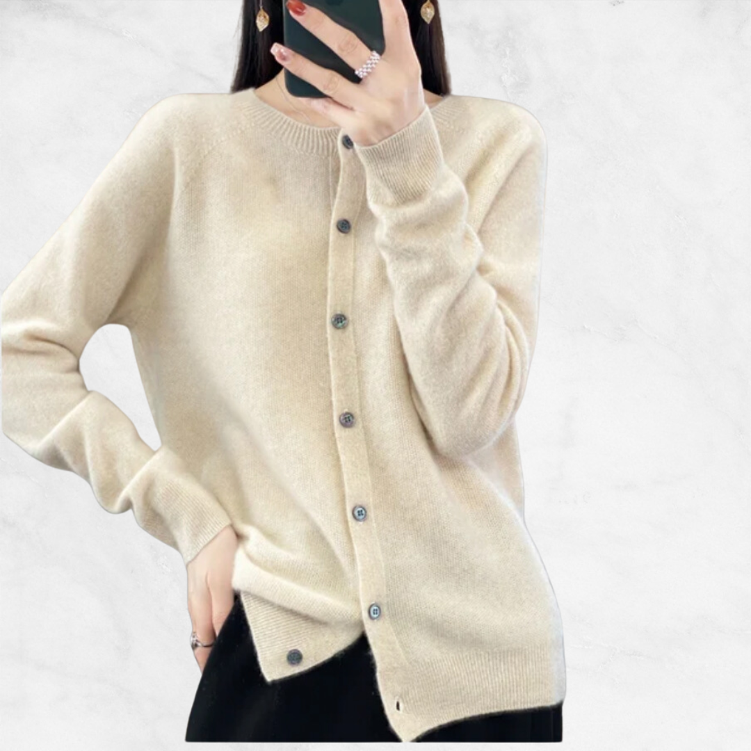 Sofia Pure Wool Round-Neck Cardigan