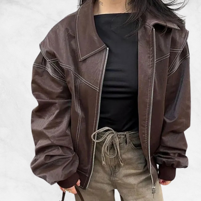 Francesca™ Oversized Leather Jacket