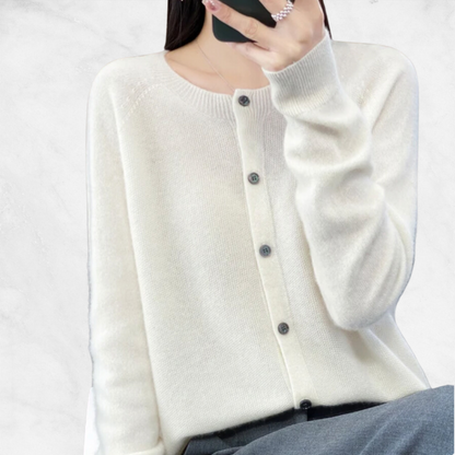 Sofia Pure Wool Round-Neck Cardigan