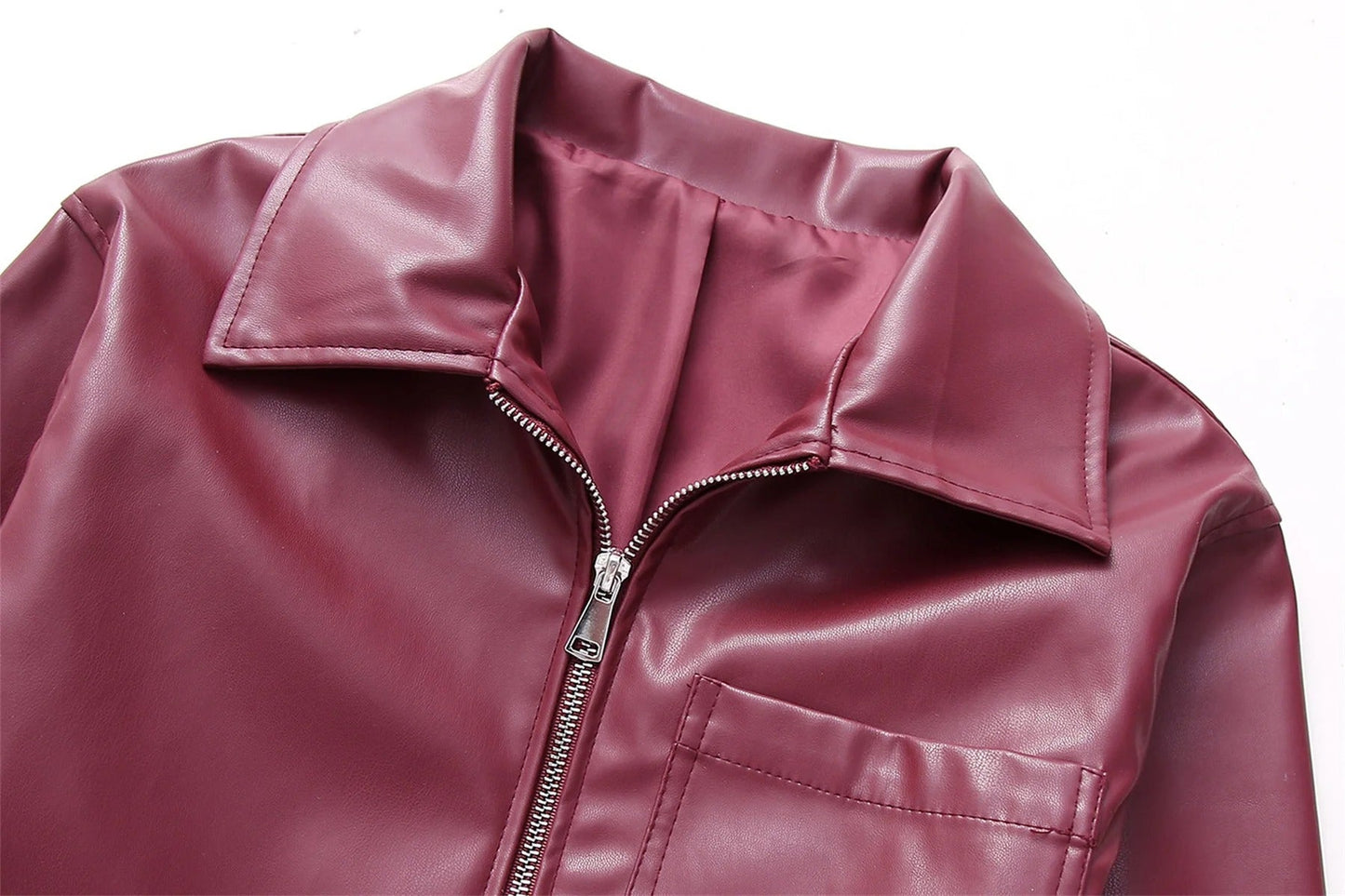 Sophia Luxurious Red Leather Autumn Jacket