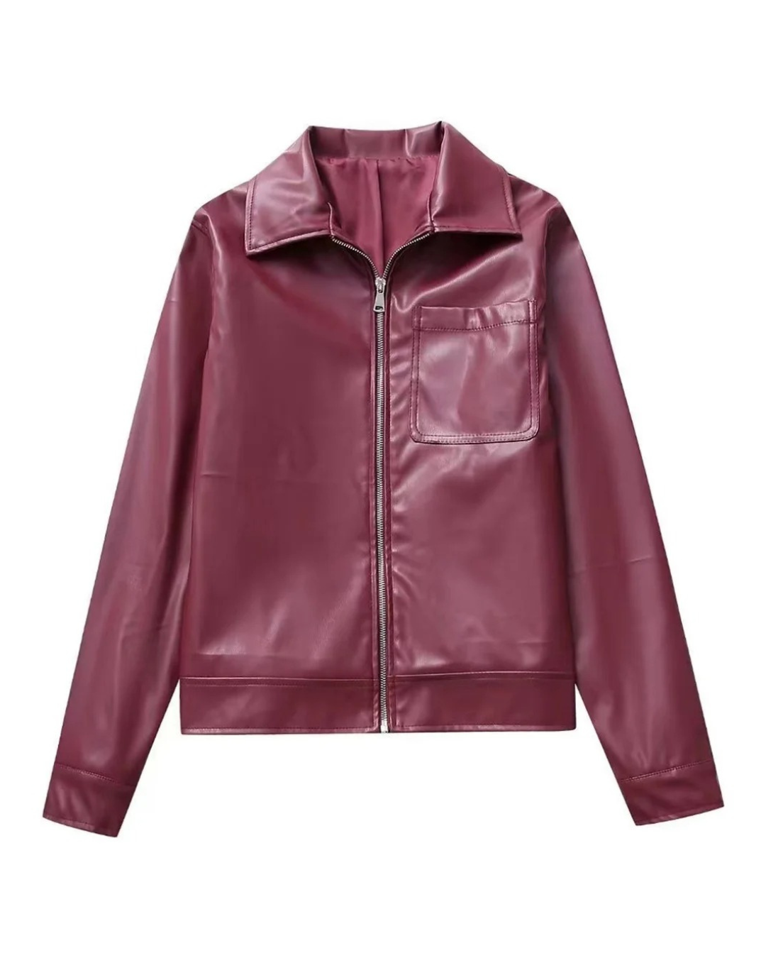 Sophia Luxurious Red Leather Autumn Jacket