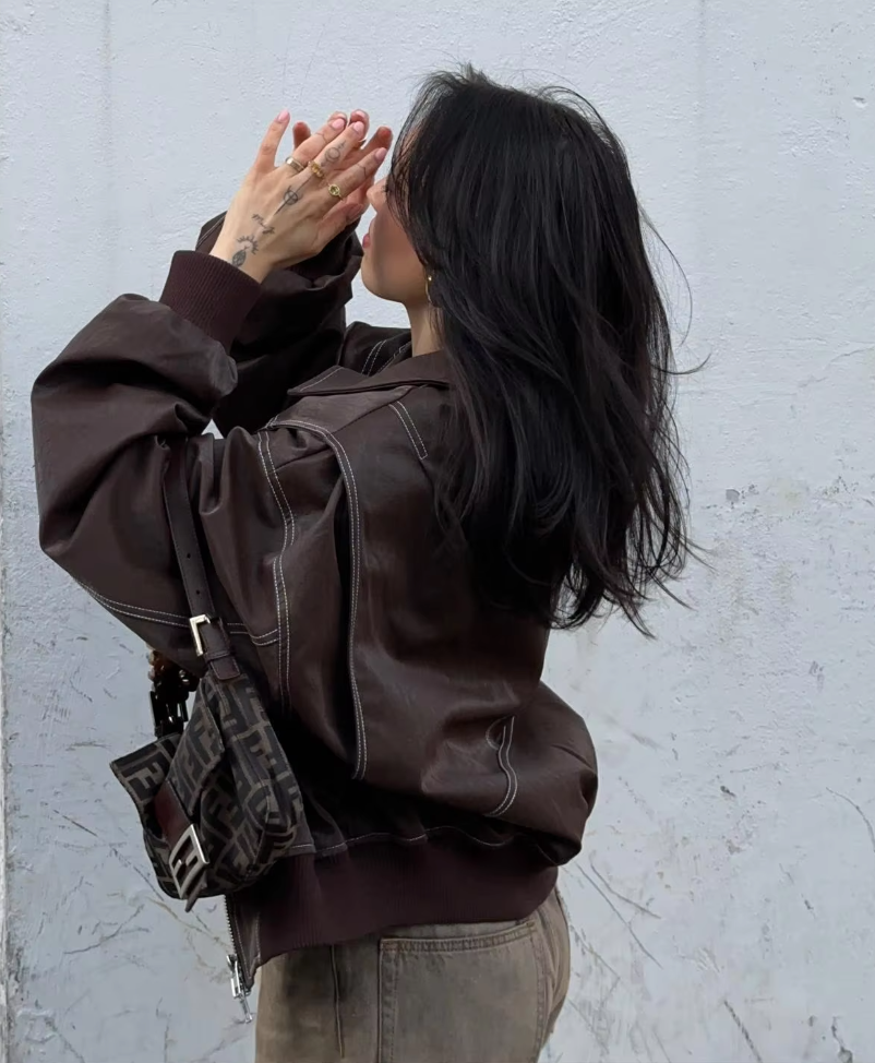 Francesca™ Oversized Leather Jacket