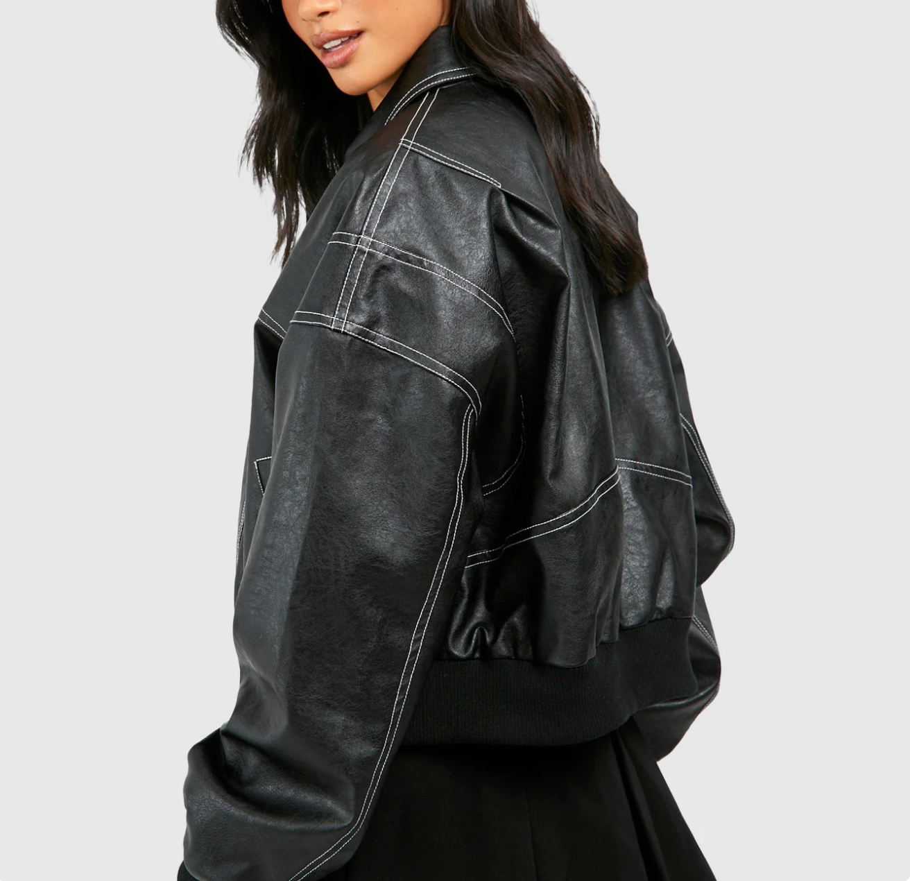 Francesca™ Oversized Leather Jacket