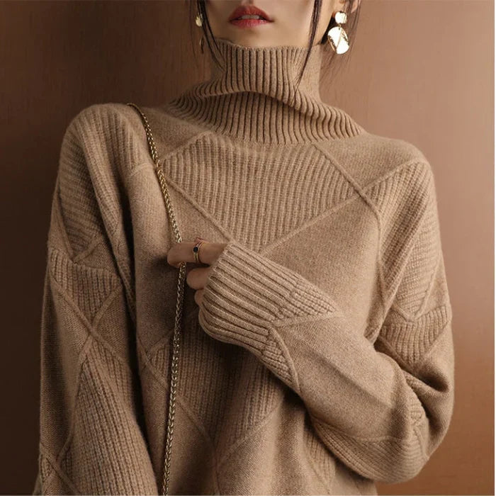 Mia High-Collar Knit Sweater