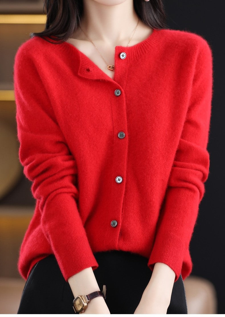 Sofia Pure Wool Round-Neck Cardigan