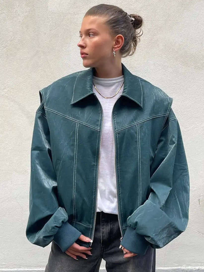 Francesca™ Oversized Leather Jacket