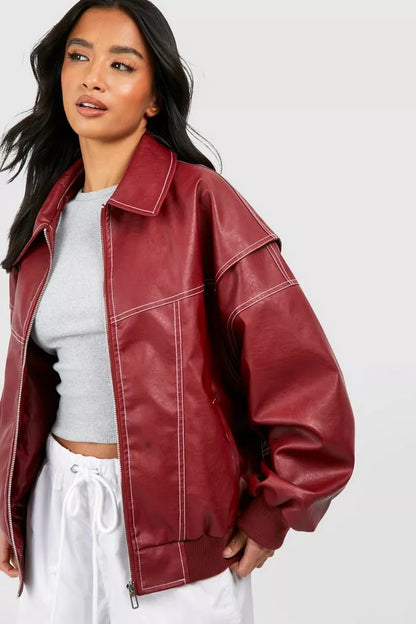 Francesca™ Oversized Leather Jacket